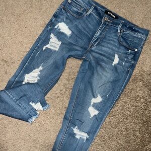NWOT 12 LONG EXPRESS ANKLE LEGGING JEANS DENIM STRETCH DESTROYED PANTS